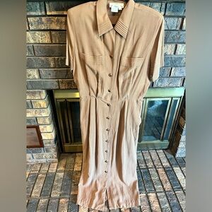 Orvis Cream Ruffled Tiered Dress with Notched Collar